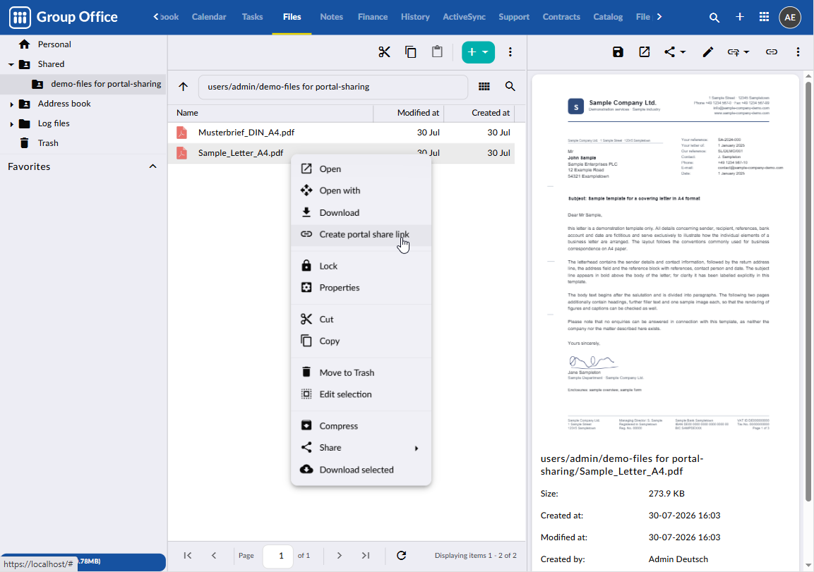Single-file sharing without a portal account