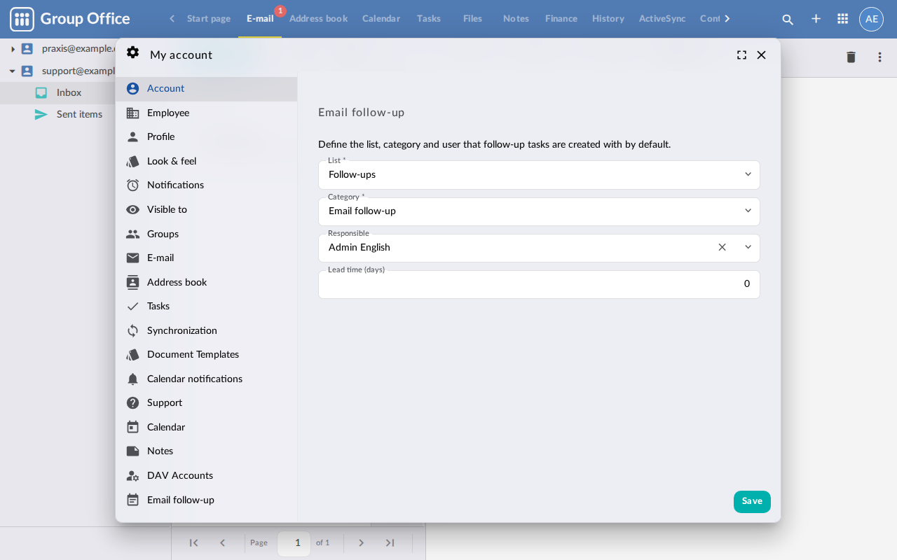 Personal settings per user