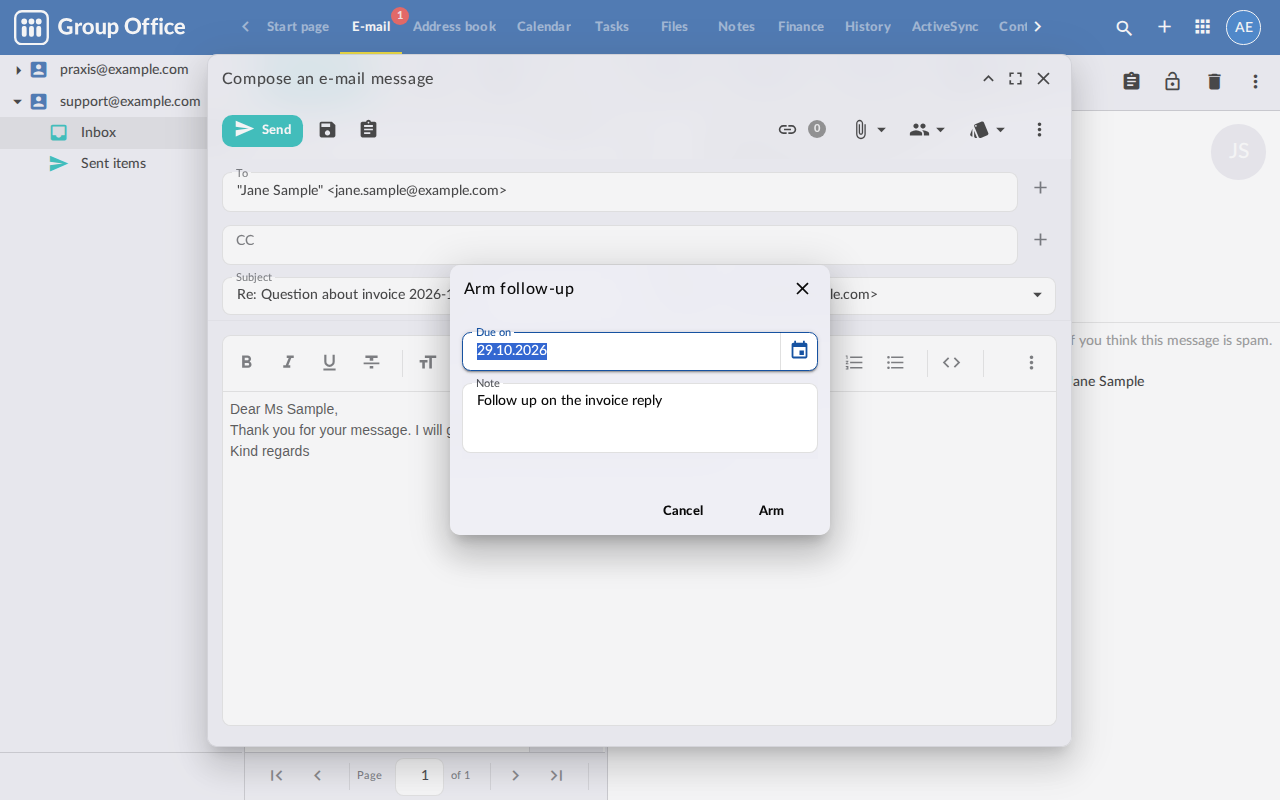 Arm a follow-up when sending