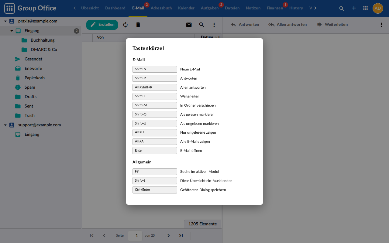 Alle E-Mail-Kürzel auf einen Blick