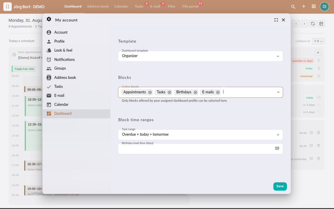 Tablet view