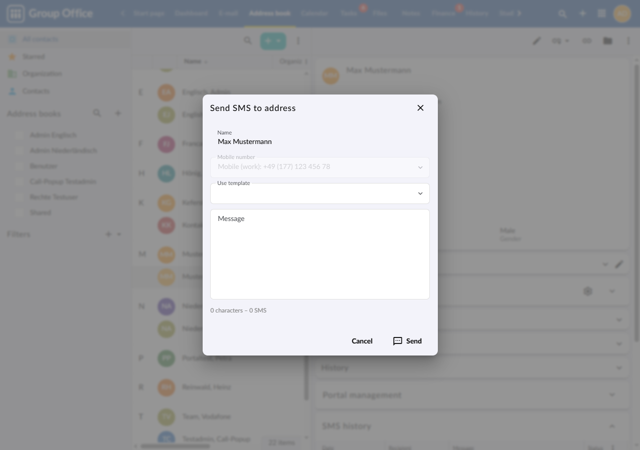 Using a multilingual SMS template