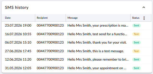 SMS history per contact